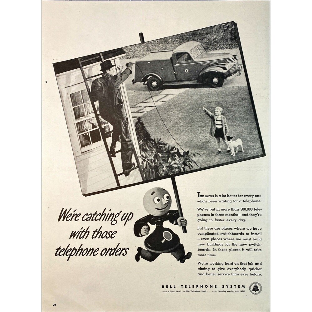Bell Telephone System "Catching Up with Telephone Orders" Vintage Print Ad 1946